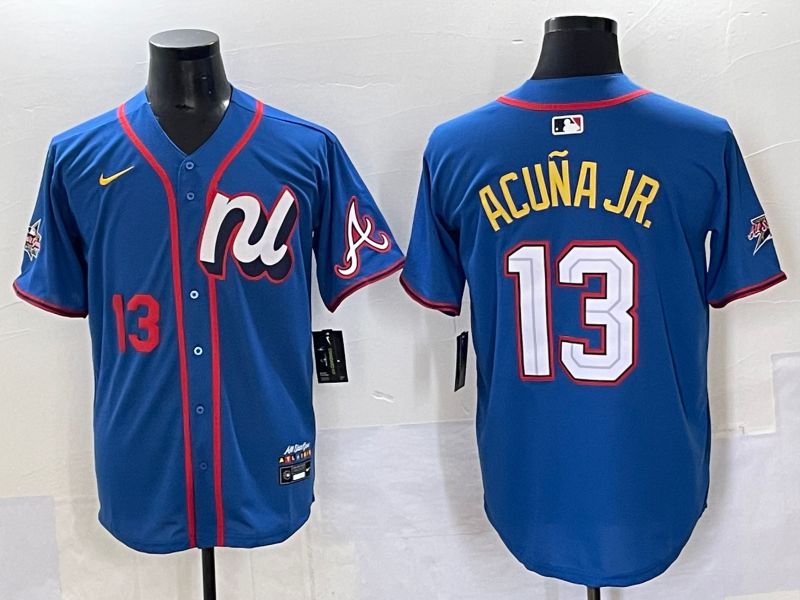 Men 2025 Atlanta Braves #13 Acuna jr Blue All star Nike MLB Jersey style 3->atlanta braves->MLB Jersey
